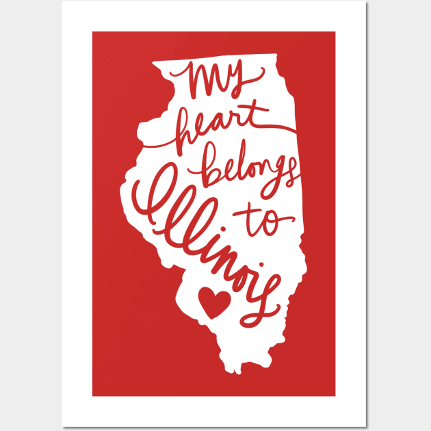 My Heart Belongs To Illinois State Pride Calligraphy Wall Art by Tessa McSorley